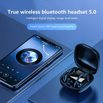 TWS-MD03 Bezvadu Bluetooth 5.0 Biznesa Austiņas Jauda, Digitālais Displejs, Ausu uzstādīts Touch Austiņas Sporta Ūdensdrošs IPX7 Stereo