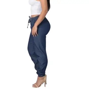 Augsta Vidukļa Džinsus Sieviešu Aukliņu, Džinsa Bikses, Sieviešu Apģērbs Vairāk Nekā Lieluma Gadījuma Bikses Zilā Retro Džinsa Bikses Gadījuma Džinsi Sievietēm