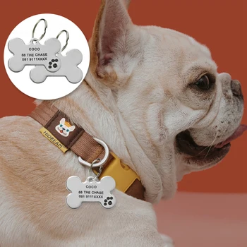 Personalizētu Dog Tag Adreses Birkas Suņiem Id Tagus Iegravēts Pasūtījuma Dog Tag kaklasiksna Kaķi, Suns Nosaukums Tag Pet Id Tag Apmales