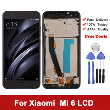 LCD Xiaomi Mi 6 LCD Displejs, Touch Screen Digitizer Ar Rāmi Xiaomi mi6 LCD Ekrāns Rezerves Daļas Ar pirkstu Nospiedumu