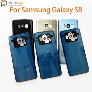 Aizmugures Akumulatora Durvju Gadījumā ar Kameras Objektīvs Samsung Galaxy S8 G950 Atpakaļ Stikls Aizmugurējais Korpusa Vāks + Līmes +Kameru Stikla Lēcu