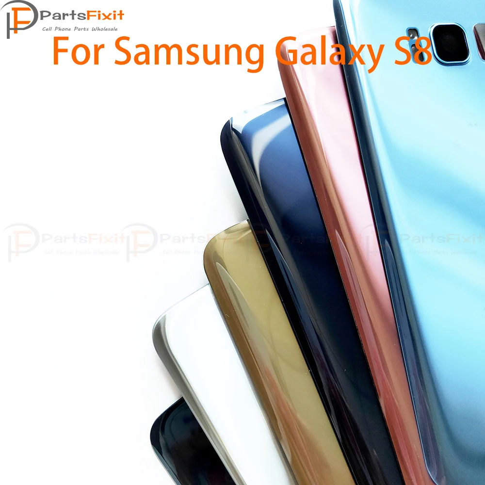 Aizmugures Akumulatora Durvju Gadījumā ar Kameras Objektīvs Samsung Galaxy S8 G950 Atpakaļ Stikls Aizmugurējais Korpusa Vāks + Līmes +Kameru Stikla Lēcu