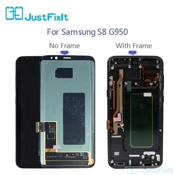 Sākotnējā Super AMOLED Ekrāna, Samsung Galaxy S8 G950F G950A G950FD Melnais Lcd Displejs, Touch Screen Digitizer