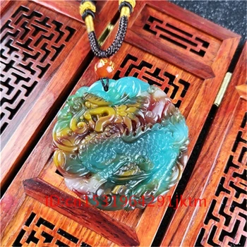 Šarmu Krāsu Dāvanas Ķīniešu Vīrieši Cirsts Puses Amuletu Kirin Modes Kulons Jadeite Jade Sieviešu Kaklarota Dabas Rotaslietas
