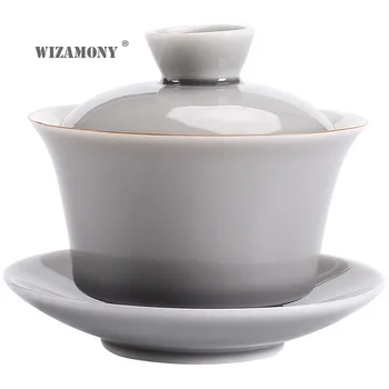 WIZAMONY Ledus-pelēks glazētas vāciņu trauks Japāņu roku darbs keramikas vāciņu, nemet lielu teacum tējas bļodā kungfu tējas komplekts tējas maker