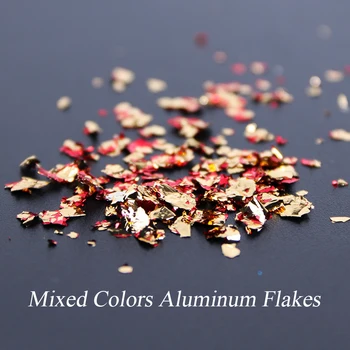 1 Lieta Alumīnija Pārslas Nail Art Glitter Paillette Vizuļi Nelegālo Pigmenta Zelta Foliju, Pārsla Chrome Nagu Putekļu Rotājumi LY950