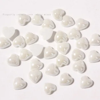 50 GAB. Baltā Mīlestība Nail Art Flat Diamond Sajauc Keramikas 3D Nail Art Apdare, Modes Rotaslietas, Rotaslietas Dizains Manikīra Piederumi