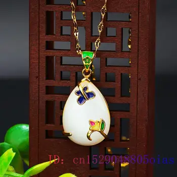 Jade Ziedu Kulons Amuletu Dabas Modes Kaklarota Hetian Ķīnas Dāvanas Sievietēm 925 Sudraba Halcedons Šarmu Rotaslietas