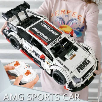 23012 Super Sacīkšu Auto AMG C63 Saderīgu High-Tech KM-6687 6688 Celtniecības Bloks, Ķieģeļi Izglītības Rotaļlietas, Ziemassvētku Dāvanu, Ar Led