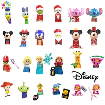 Disney Bloki Mickey Minnie Celtniecības Bloki, Saldēti Princese Elza Anna Darbības Rādītāji Ķieģeļi Apkopot DIY Rotaļlietas Meitenēm Dāvanas