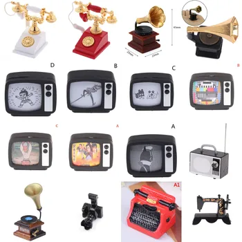 1gb 1:12 leļļu Namiņš Miniatūras Tālruņa Kameru Simulācijas TV Phonograph Šujmašīnu Modelis, Leļļu Aksesuāri, Rotaļlietas Apdare