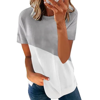 Ir 2021. Eiropas un Amerikas sieviešu vasaras karstā jauns stils hit krāsu drukas apaļu kakla īss piedurknēm krekls T-krekls sievietēm