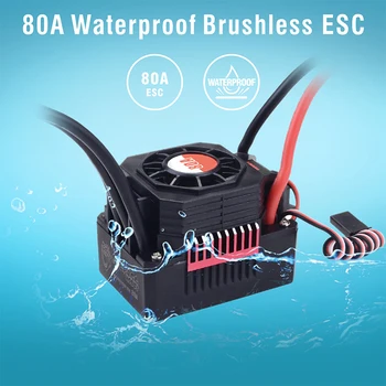 SURPASSHOBBY Ūdensizturīgs KK 80A ESC, Elektriskie Ātruma regulators par 1/10 RC 1/8 Auto 3670 Brushless Motors