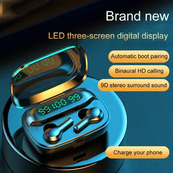 R3 IPX7 Ūdensizturīgs austiņas Bluetooth V5.0 TWS Touch Austiņas Bezvadu Dual Earbuds ar 2000mAh Akumulators LED Displejs Uzlādēšanas Kaste