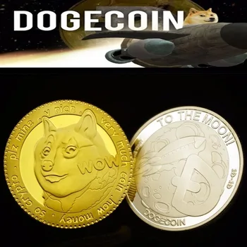 Zelta Pārklājumu Dogecoin Piemiņas Monētas Gudrs Suns Modelis Suņa Gads Vākšanas Monētas Virtuālā valūta