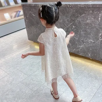 Ir 2021. Vasarā Meitenes Ķīniešu Stilā Cheongsam Kleitu Bērnu Bērni Tīra Žakarda Mežģīnes Marli Princese Kleita Bērnu Gudrs Tang Tērpiem
