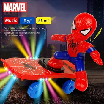 Brīnums Spider-man Elektriskie Mūzikas Rotaļlietu Triks Motorolleri Pārsegs Automātiska Rotācija Skeitborda Acousto-optika, Auto Rotaļlieta Dāvana Bērniem Zēni