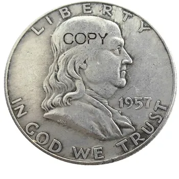 MUMS 1957 PD Franklin Pusē Dolāra Sudraba Pārklājumu Kopēt Monētas