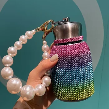 Pearl rokassprādzi ūdens pudeli liels vēders gudrs vakuuma kolbā ins neto red portatīvo pilna diamond cup 304 nerūsējošā tērauda kawaii kauss