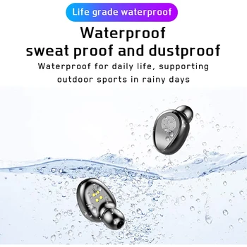 Bezvadu Bluetooth Austiņas Touch Kontroli Ūdensdrošs IPX7 LED Displejs, Stereo Austiņas in-Ear Dubultā Trokšņu Samazināšanas Earbuds