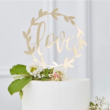 Mīlestība, Kāzas CakeTopper Akrila Zelta Sirds Pārredzamu Cupcake Cilindrs Kāzu, Dzimšanas dienu engagedParty Kūka Dekorēšanas Piederumi