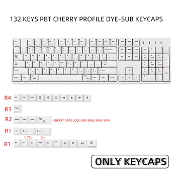 132key caps krāsvielu apakšuzņēmēju keycap Japāņu PBT Keycaps Balts Minimālisma Stila Tastatūru gk61/64/68/84/tkl87/96/980/108