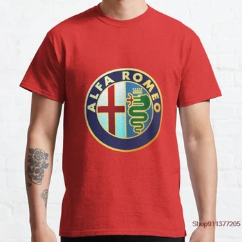 Alfa Romeo Klasisko Auto Logotipiem Vasaras Funny T Krekls Vīriešiem Drukāt Vēlēšanu T-krekls Gadījuma Tees Modes Streetwear TShirt