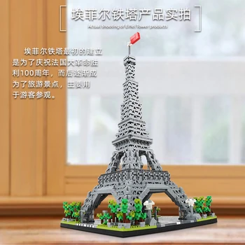 8002 Pasaules Arhitektūras Parīzes Eifeļa Tornis 3D Modelis DIY Mini Dimanta Bloki, Ķieģeļi Celtniecības Rotaļlieta Bērniem, Dāvanu Kaste Nr.