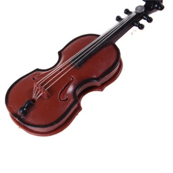 Mūzikas Instrumentu DIY Lelles Māja, Koka Vijole Ar Lietu Stāvēt Plastmasas Mini Vijole Namiņš Amatniecības Jaunu Piederumi