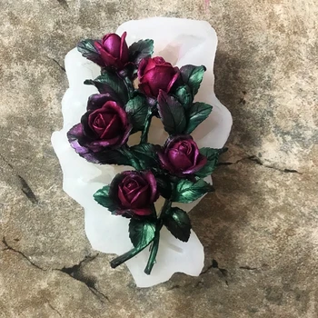 Valentīna Diena Pelējuma 3D Rose Puķu Silikona Veidne Šokolādes Fondants Dekorēšanas 91AD