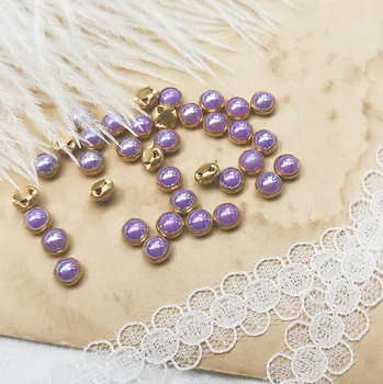 10Pcs DIY piederumi, Purpura, Rozā, Balta, Zaļa, Dzeltena Jelly burvju krāsas akrila pērle pogas Mini roku šūts bērnu pogām