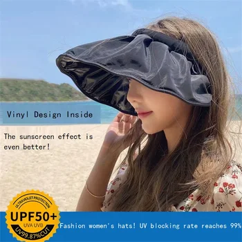 Jauns Saulessargs Shell Cepure Sievietēm, Āra UV Aizsardzība Saliekamais Saulessargs Ilgi Malām Hairband Tukšs Top Hat Matadatu Multi-purpose Cepures