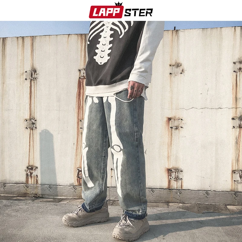 Raincoat Power Striped Pasūtīt Lappster vīriešiem skelets lielgabarīta melnas džinsu bikses 2020.  gadam džinsa mens streetwear hip hop harēma bikses ar augstu wasit džinsa  bikses (dungriņi) ~ Vīriešu Apģērbs < Sebris.lv