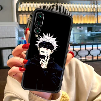 Jujutsu Kaisen anime Gojo Pie Telefona gadījumā Huawei P Mate P10 P20 P30 P40 10 20 Smart Z Pro Lite 2019 black 3D ūdensizturīgs